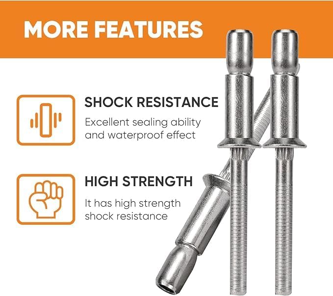 ALLCLEAN 3/16" x 1/2" Industrial-Grade Internal Lock Dome Head Structural Rivets Pop Rivets – Robust Connections Designed for Heavy-Duty Projects - 30 Pack - Image 3
